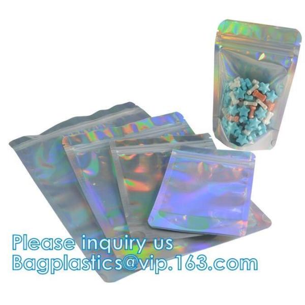 Bagease Multiple Use Candy Pack Holographic Clear Front Packaging Zipper Bag Wholesale Retail Heat Seal Bag For Popcorn