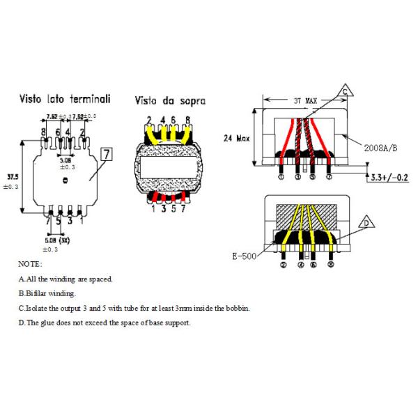 UL Approved EIR Series High Frequency Current Transformer Bifilar Winding Litz Wire