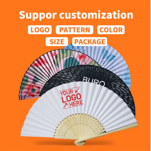 High Quality Personalized Custom Printing Wedding Bamboo Handheld Foldable Hand Fan