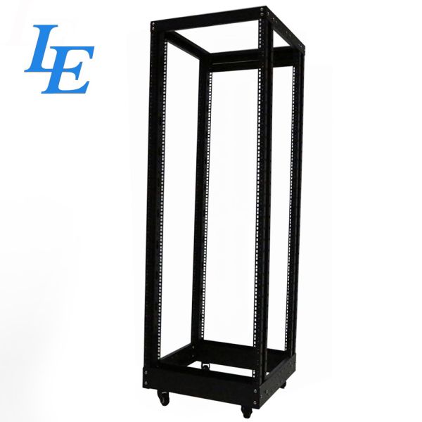 LE-RD Heavy Duty Open Rack SPCC Steel Construction Powder Coated Finish Adjustable Depth Mobile Solution4 Post Open Frame Server Rack 18U-47U 600mm