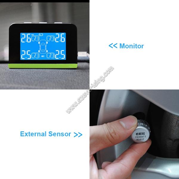 Solar TPMS System Air Pressure Tires with Replaceable Battery Internal Sensor