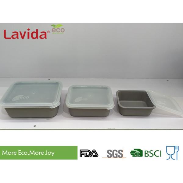 Gray Sandwich Bamboo Fiber Square Storage Boxes Smooth Surface CE / FDA Standard