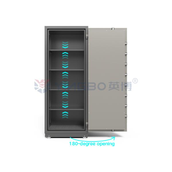 Safe box interior showing adjustable shelves