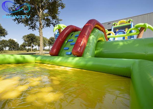Outdoor Funny Inflatable maga jungle Water Park Bouncer Slide with water pool For Sale
