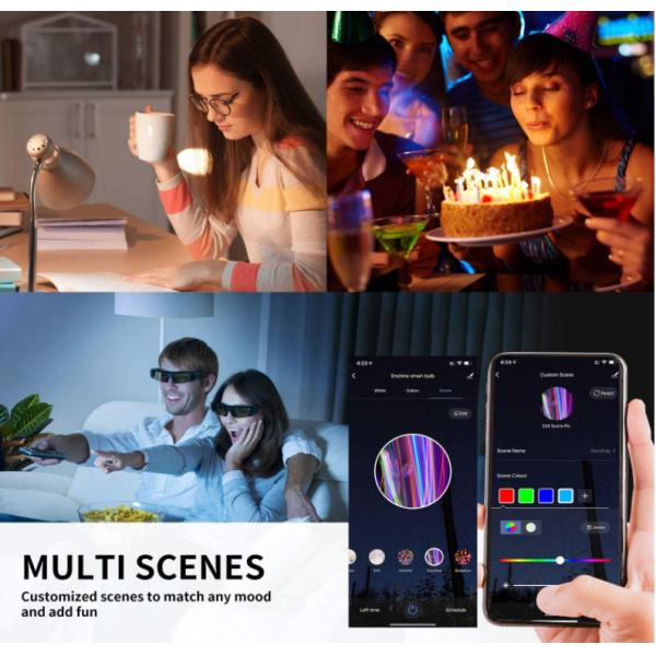 9W E27/B22 Multicolor Dimmable WiFi LED Light Bulb Compatible with google alexa Residential