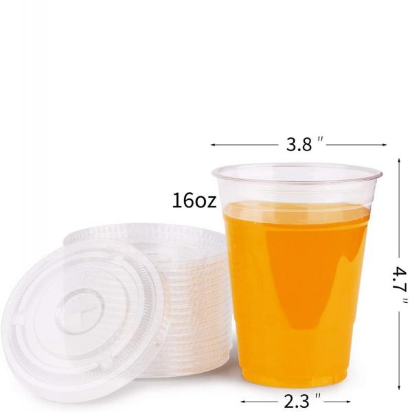 Clear 16Oz Disposable Plastic Cup With Slot Lid