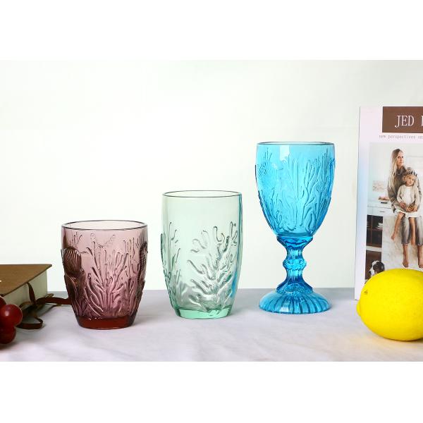 Hand Made Colored Wine Glasses 9oz Crystal Wine Goblets, Lead Free Solid Colored Drinking Glass