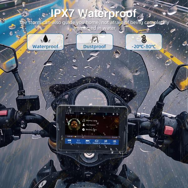 Wireless Carplay Motorcycle Android Auto GPS Navigation Screen with 5 Inch touch display Waterproof IPX7 Dashcam moto camera navigation device