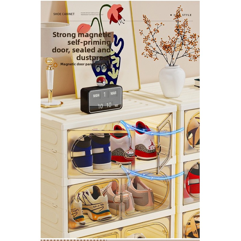 Multifunctional Entryway Shoe Storage Foldable Transparent Acrylic Box Dustproof Minimalist Organizer for Home Clear Shoe Case