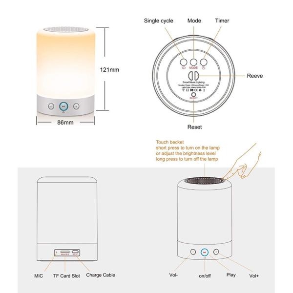 Sensitive Touch Light Up Bluetooth Speaker , Romantic Wireless Charging Bluetooth Speaker With FM Radio