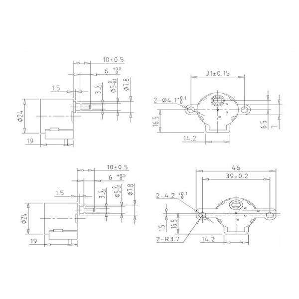 Small DC Stepper Motor 24BY 4Phase Permanent Magnet Stepper Motor 5V 12VDC For Robots