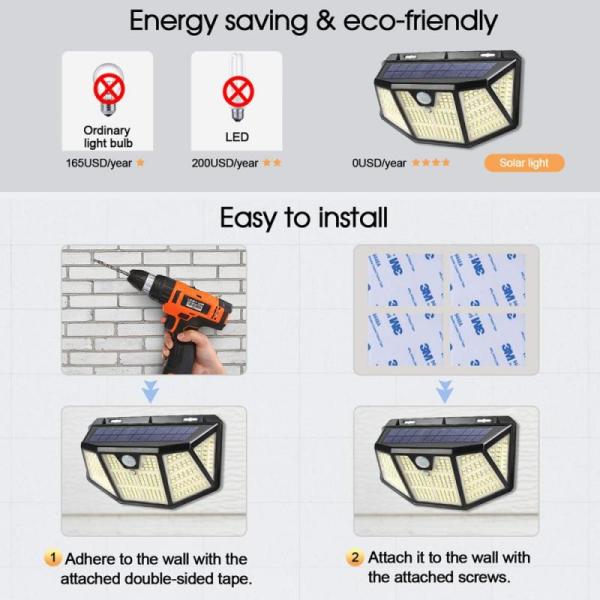 Outdoor Solar Wall Light Motion Sensor Waterproof Street Lamp Solar Powered Sunlight Spotlight