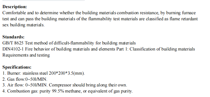 YYF036 Building Materials Difficult-flammability Test Apparatus