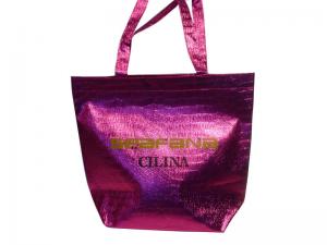China Customized 75g Pink Crocodile Veins Shining Coat Non Woven Fabric Carry Bags on sale