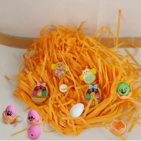 Silicone Teething Beads With Custom Printing Design Silicone 3D Easter Eggs With Shell Focals