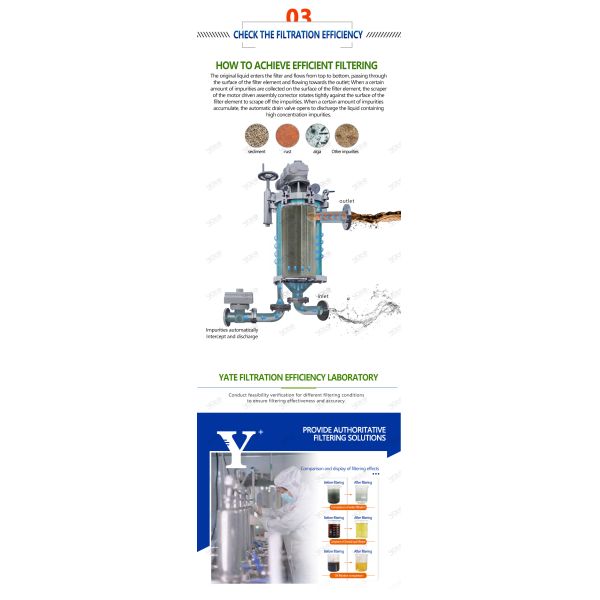 Oil Water Separator Machine Industrial Solid Impurity Stainless Steel Automatic External Self Cleaning Scraper Filter Housing