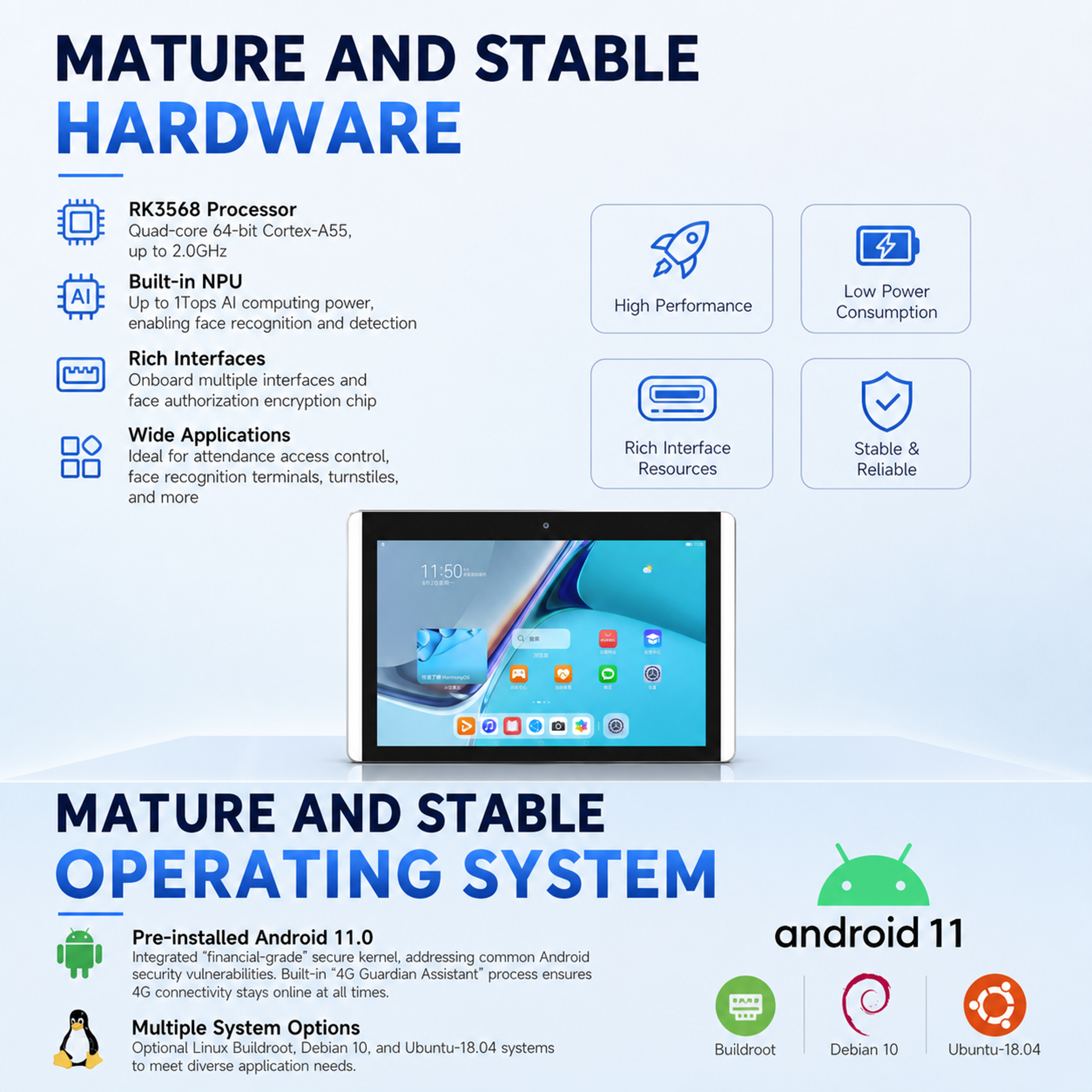 10" Wall Mounted Face ID Access Terminal with Touch Display