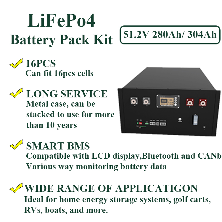 IP65 Stackable DIY LiFePO4 Battery Kit With Active BMS 280Ah Cells For Solar Home Storage