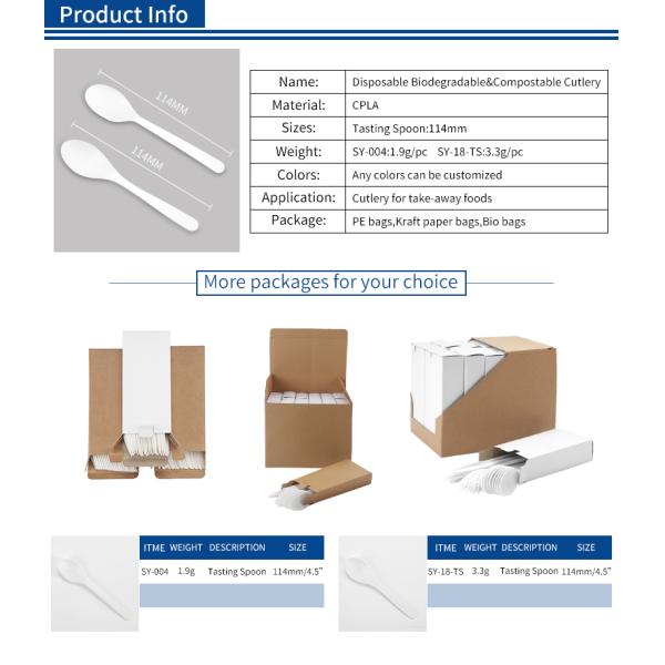 Sustainable CPLA Disposable Tasting Spoon Eco Friendly Mini