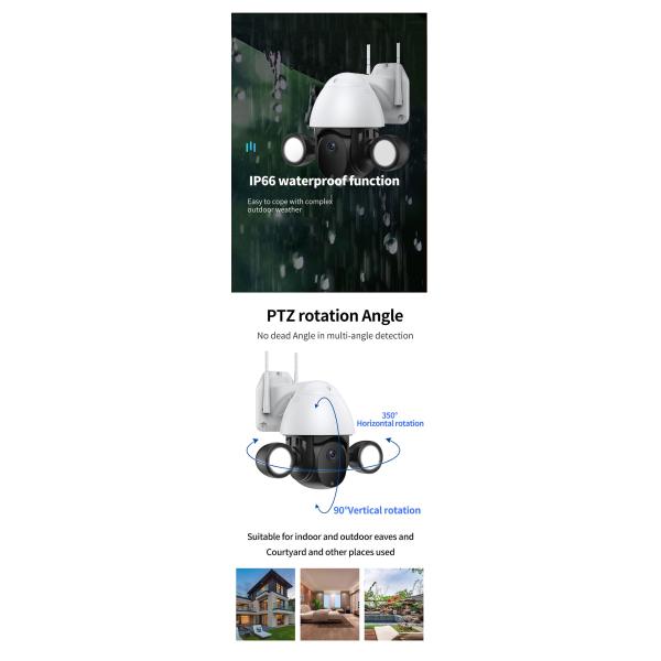 Floodlight WIFI Dome Camera Automatic Track Full Color Night Vision Camera With AI