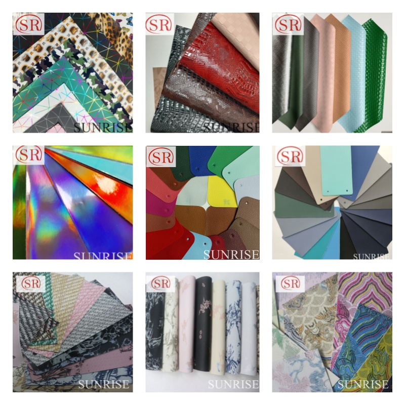 PU Leather Solid Color Woven Pattern Embossed Design Artificial Leather Fabric for Bag Cloth
