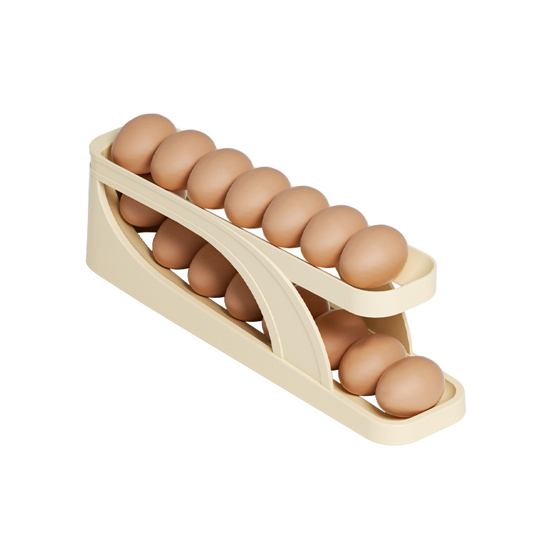 Household Kitchen Use Double Layer Portable Plastic Egg Storage Holder Egg Organize Automatic Filling Tray