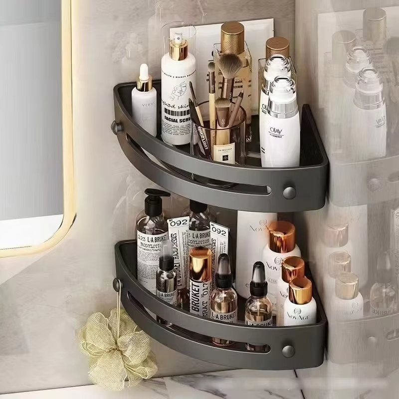 High Quality Durable Warehouse Wall Mounted Shelf Plastic Storage Rack for Bathroom Kitchen