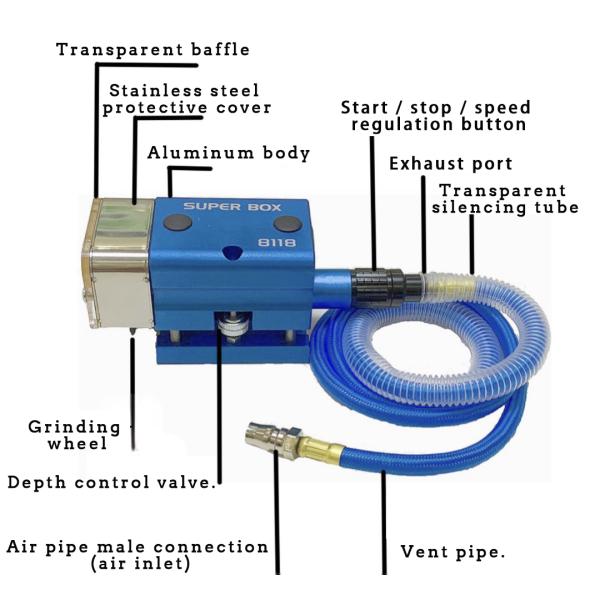 Die-Making Grinding Pneumatic Nick Grinder with Adjustable Maximum Torque 30x25x18cm