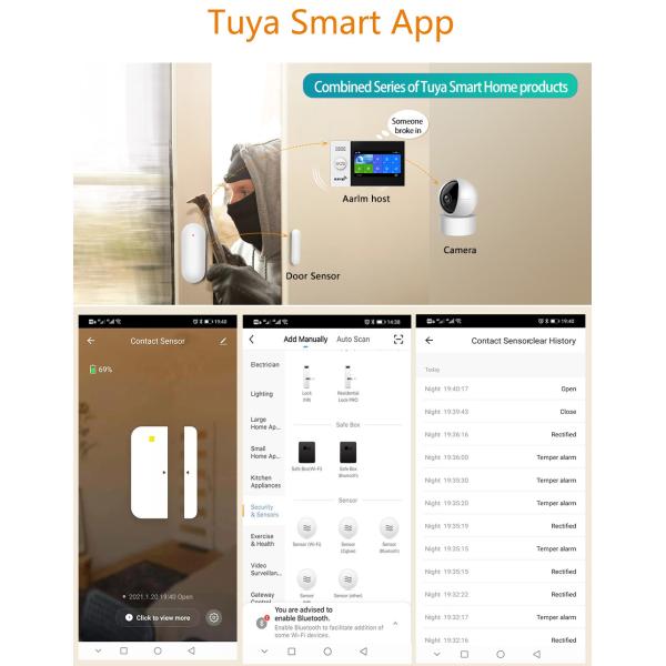 Tuya Smart App Notification Remote Control Wifi Magnetic Door Sensor