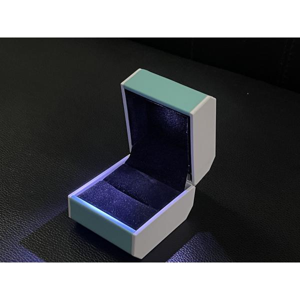 Customized Your Logo-Azure Pu Leather LED Ring Box