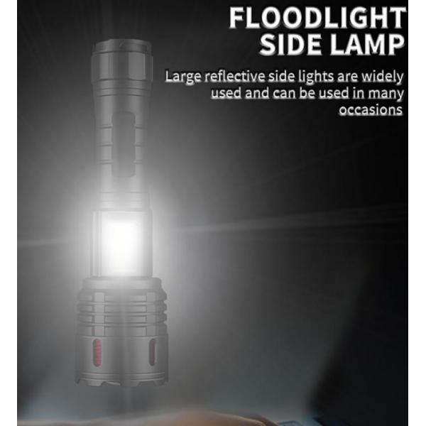 Powerful 1500-1600 Lumens LED Torch Flashlight with Rechargeable Type-C USB and Telescopic Zoom for Camping Hiking Outdoor