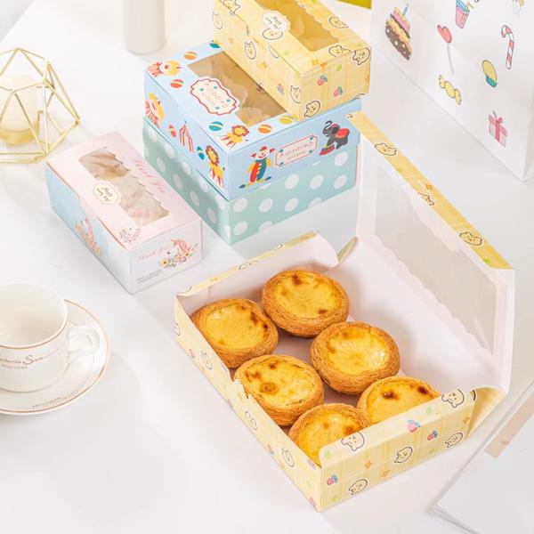 Matt Lamination Cake Packaging Boxes for Offset Printing Egg Tart Packaging