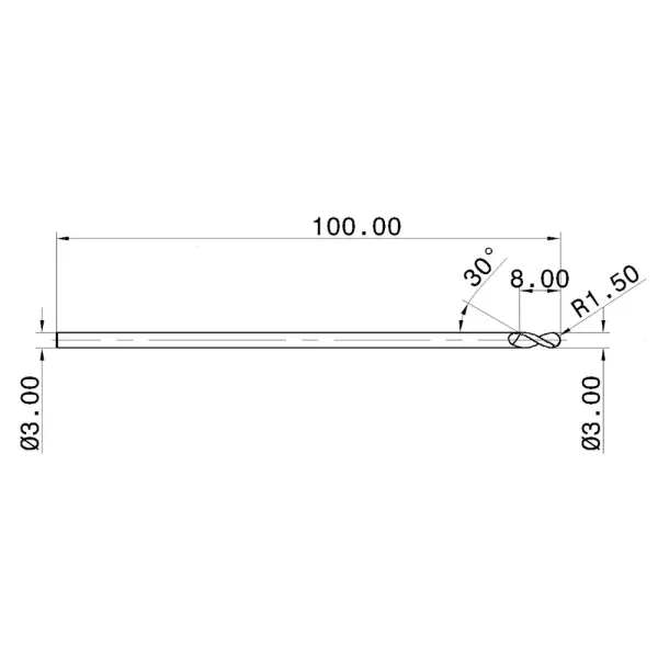 65HRC 2 Flute Extra Long Cemented Carbide Ball Nose Endmill