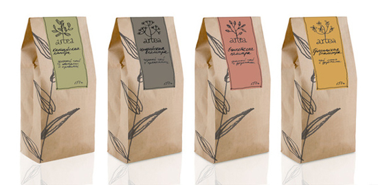 Custom Classic Kraft Paper Packaging For Tea Bags , Flat Bottom