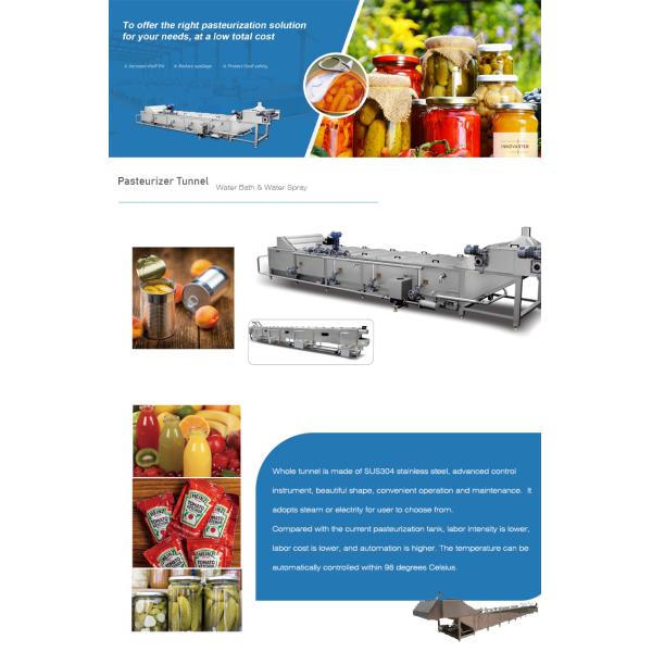 Customized Continuous Tunnel Beverage Pasteurizer Sterilization Machine for Food Industry