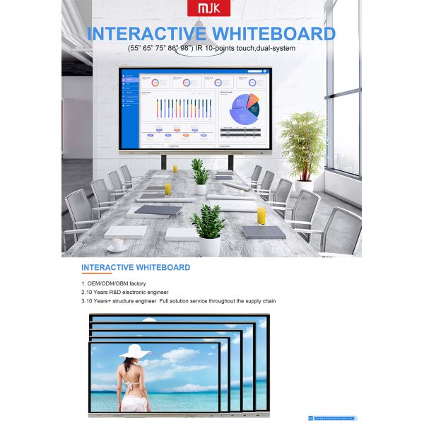 65" Interactive Flat Panel Touch Screen Smart Meeting Board Android Windows Dual OS All in One Conference Display OEM
