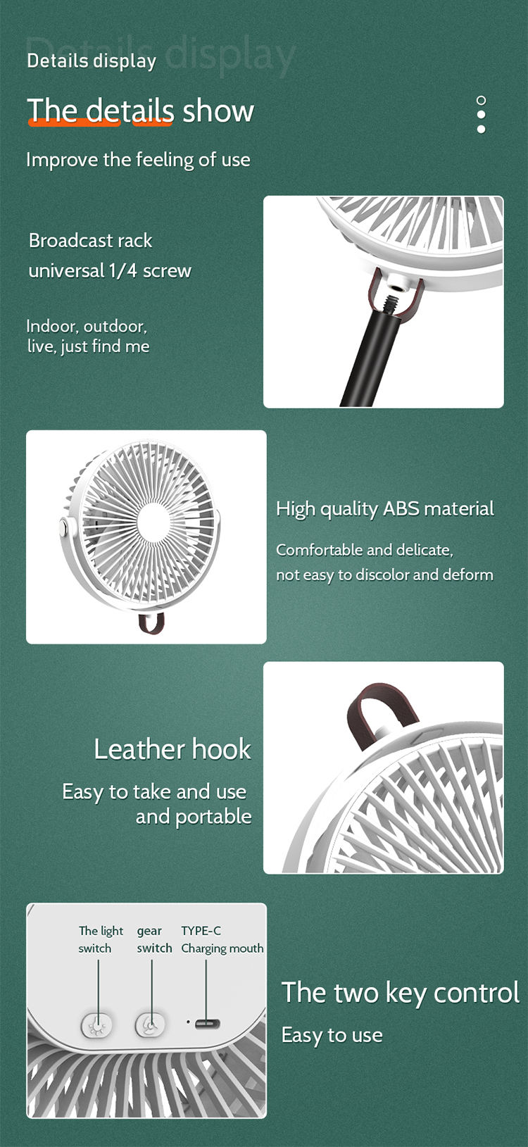Rechargeable Mini Outdoor Ceiling Mini Battery Small Rechargeable With Led Light Stand Tripod Desk Foldable Camping Fans