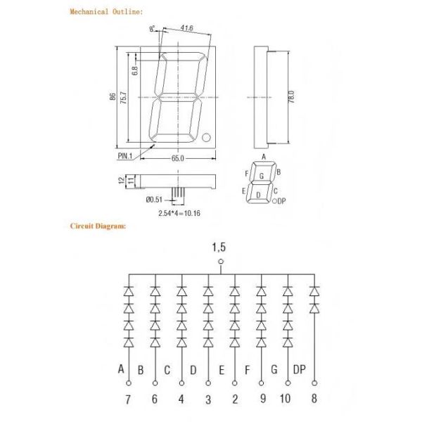 3.0 Inch 1 digit LED Seven Segment Display
