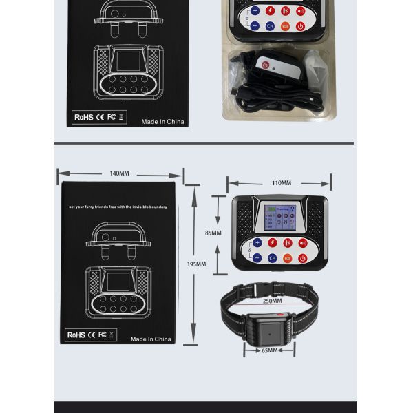 Smart Rechargeable Wireless Plastic Outdoor Dog Fence Training Collar Waterproof IP67 Electronic Shock Stop Barking Pet Training