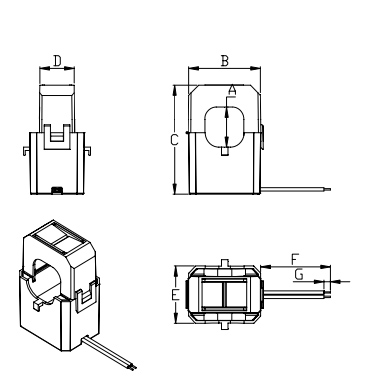 250A Split Core Current Transformer 3000VAC 1mA60s With High Accuracy