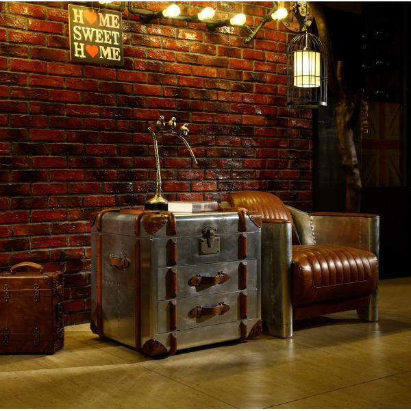 Aluminium Sheet Decorative Storage Trunk Sets 2 Drawers Solid Wood Bar Durable