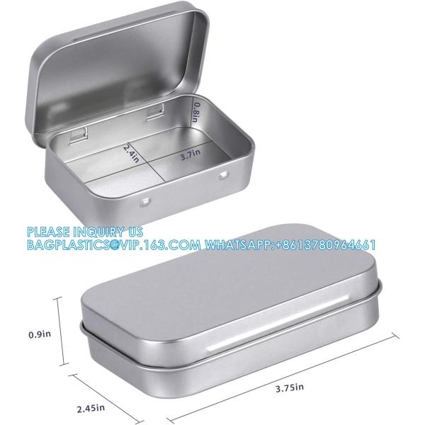 Metal Rectangular Empty Hinged Tins - Pack Of 40 Silver Mini Portable Box Small Storage Kit & Home Organizer With Lids