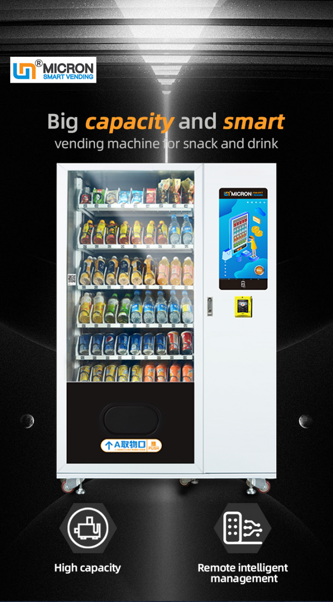 Snack Food Vending Machine Equipped with Large Touch Screen and Top Mounted Light Box for Enhanced Visibility and Vending Performance