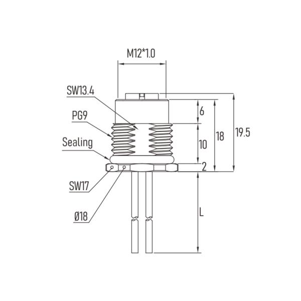 Waterproof Sensor M12 8 Pin Female Connector A Code 8 Pin Panel Mount Connector