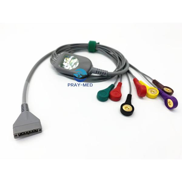 Burdick Holter Ecg Cable and leadwire 7 Leads Snap Connector 3.6m