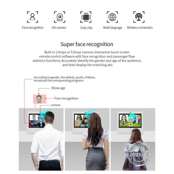 13.3in Desktop Touch Screen Information Kiosk With Face Recognition