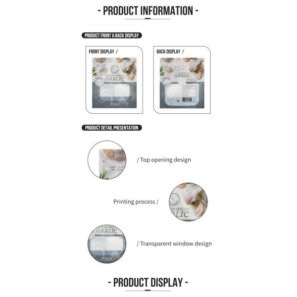 Custom PET/CPP Fresh Vegetable Packaging Bags Bopp Garlic Plastic Bags With Transparent Window