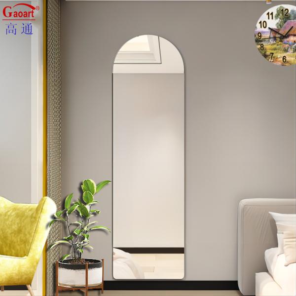 Frameless Wall Mirror Wavy Full Length Rectangular Mirror for French Vintage Bathroom