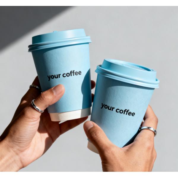 Eco-friendly custom printed logo hot drink double-layer coffee paper cup