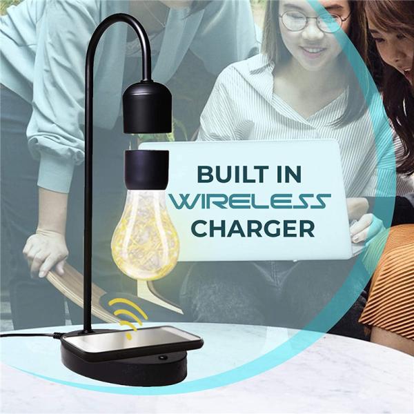 Magnetic Levitating Floating Wireless LED Light Bulb with Wireless Charger for Desk Lamp Home Room Office Decor Unique G
